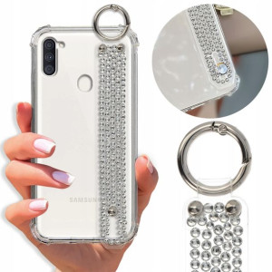 Etui Antishock Pasek Diamenty do SAMSUNG M11 Case