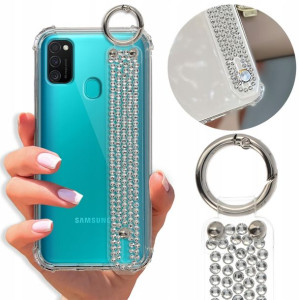 Etui Antishock Pasek Diamenty do SAMSUNG M21 Case