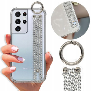 Etui Antishock Pasek Diamenty do SAMSUNG S21 ULTRA