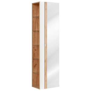 HAKANO  Szafka łazienkowa słupek BARIOS 170x45x33 biała + naturalna