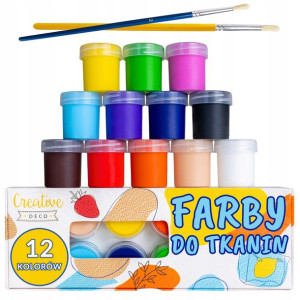 Farby do tkanin ubrań materiału zestaw 12 x 25ml