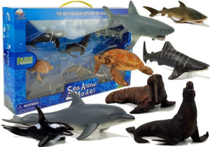 Figurki Edukacyjne Morskie Zwierzęta 8 Elementów Rekiny Foka Delfin Mors