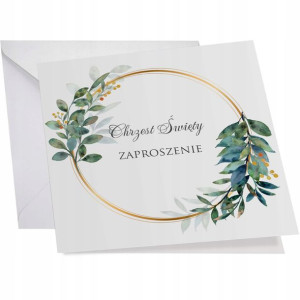 Zaproszenie Na Chrzest + Koperta Kwadrat Białe Y7