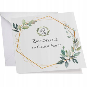 Zaproszenie Na Chrzest + Koperta Kwadrat Białe Y7
