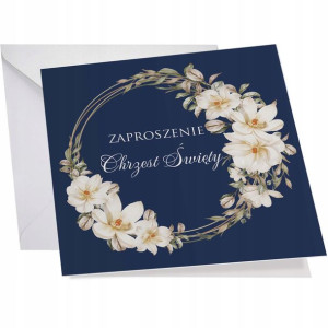 Zaproszenie Na Chrzest + Koperta Granatowe Y7