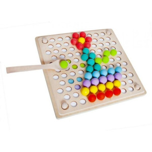 Drewniana Układanka- kolorowe koraliki/kulki/montessori