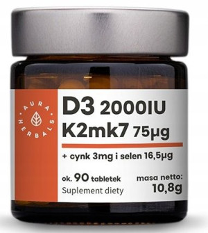 Aura Witamina D3+K2mk7+cynk+selen 90 sztuk