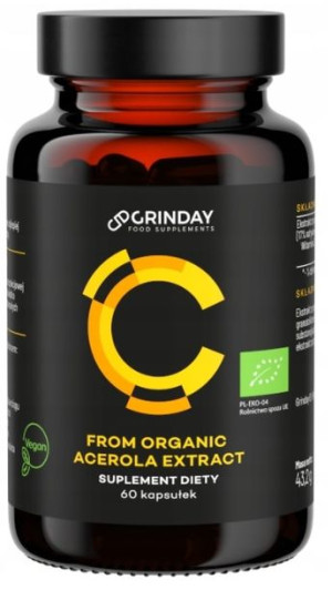 Grinday Witamina C ekstrakt z aceroli 60 kapsułek