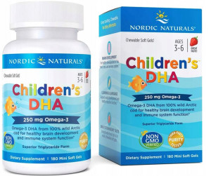 Nordic Children's DHA OMEGA-3 Truskawka 180kaps