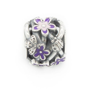 Srebrna zawieszka charms koralik Kwiatki pr925