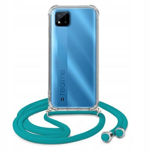 Etui Crossbody Do REALME C11 2021 Turkus Sznurek