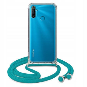 Etui Crossbody Do REALME C3 Case Turkusowy Sznurek