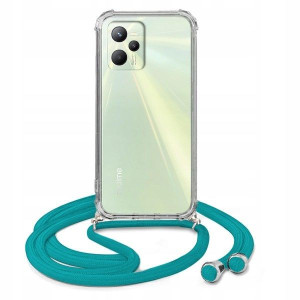Etui Crossbody Do REALME C35 Turkusowy Sznurek