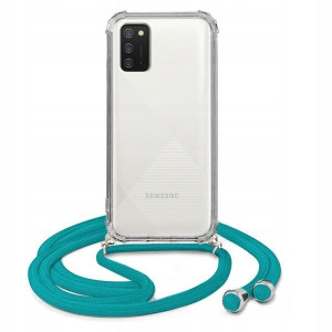 Etui Crossbody Do SAMSUNG A02S Turkusowy Sznurek