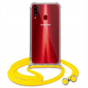 Etui Crossbody Do SAMSUNG A20S Żółty Sznurek Case