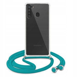Etui Crossbody Do SAMSUNG A21 Turkusowy Sznurek