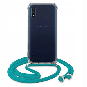 Etui Crossbody Do SAMSUNG M01 Turkusowy Sznurek