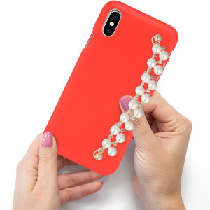 Etui Czerwony Mat Blink do IPHONE XS Perły Case