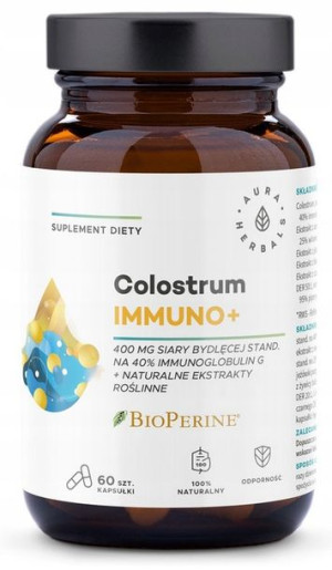 Aura Colostrum Immuno + BioPerine 60 kapsułek