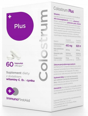 Colostrum Plus Wit. C, D i Cynk 500mg 60 kapsułek