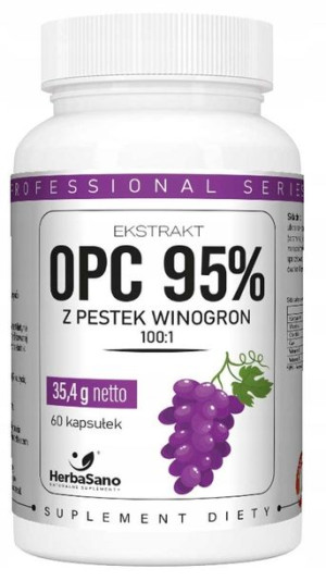 HerbaSano Ekstrakt z pestek winogron OPC 95% 60kap