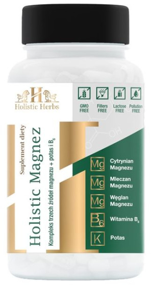 Holistic Herbs Magnez 3 źródła magnezu+potas+B6