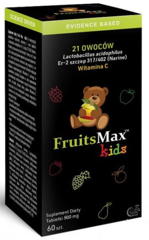 FruitsMax Kids 500mg 60 tabletek do ssania Narum