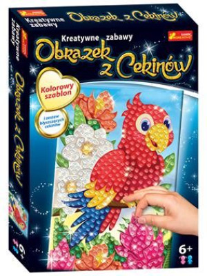 Obrazek z cekinów kolorowa papuga