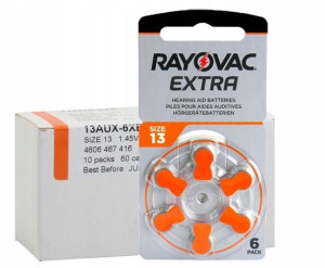 Bateria do aparatów słuchowych RAYOVAC 13 60 SZTUK 1.45V 310 mAh