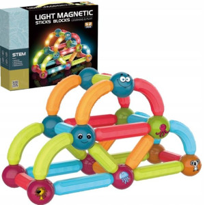ŚWIECĄCE Klocki magnetyczne patyczki kulki sticks