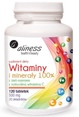 Aliness Witaminy i minerały 100% 120tabletek