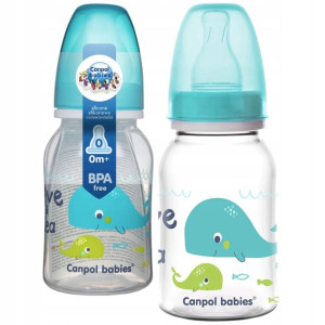 Canpol Babies Butelka Wąska 120ml Love&sea Hippo