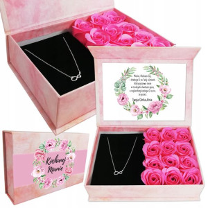 Flower Box Róż Róże Mamy Matki Naszyjnik Prezent