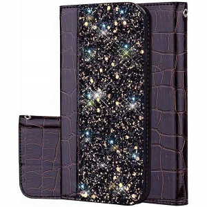 Etui Magnet Klapka Brokat Do Samsung A51 Brązowy