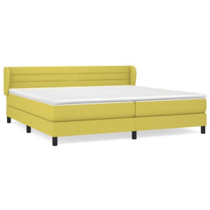 Łóżko kontynentalne z materacem, zielone, tkanina, 200x200 cm