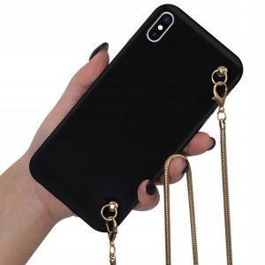 Etui Mat Blink do IPHONE XS Długi Złoty Łańcuszek