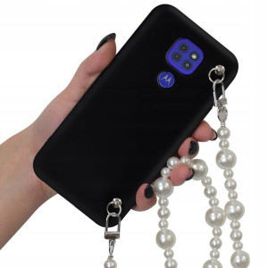 Etui Mat Blink do MOTOROLA G9 Case Łańcuszek Perły