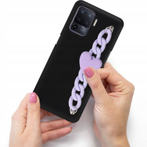 Etui Mat Blink Do OPPO RENO 5 LITE Łańcuszek Serce