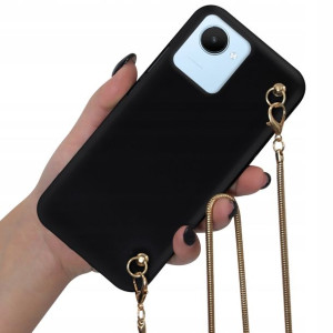 Etui Mat Blink do REALME C30 Długi Złoty Łańcuszek