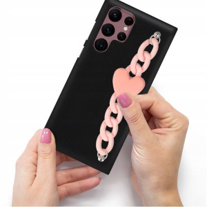 Etui Mat Blink Do SAMSUNG S22 ULTRA Róż Łańcuszek