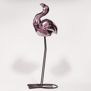 Figurka porcelanowy różowy flaming głowa w górę