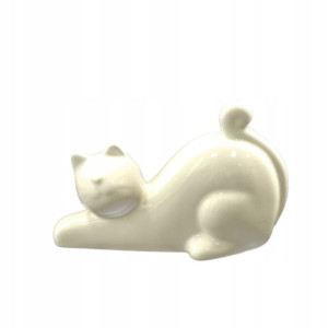 Figurka ozdobna kot porcelanowy duży biały