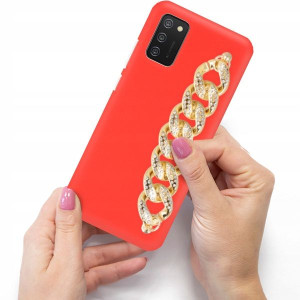 Etui Mat Czerwone Blink do SAMSUNG A02s Łańcuszek