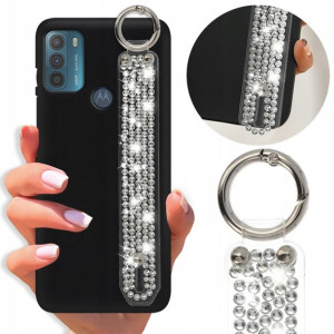 Etui Mat Diamenty Pasek do MOTOROLA G50 Ochronne
