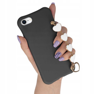 Etui Mat do iPHONE SE2/ SE3 Biały Łańcuszek Serca