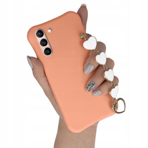 Etui Mat Do SAMSUNG S21 5G Łososiowy Białe Serca