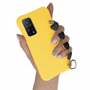 Etui Mat do XIAOMI MI 10T PRO Żółty Czarne Serca
