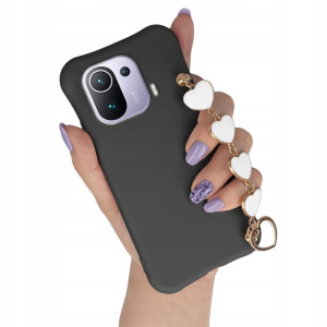 Etui Mat do XIAOMI MI 11 PRO Biały Łańcuszek Serca