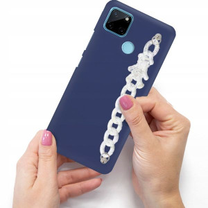 Etui Mat Granat Blink do REALME C21Y Łańcuszek Miś