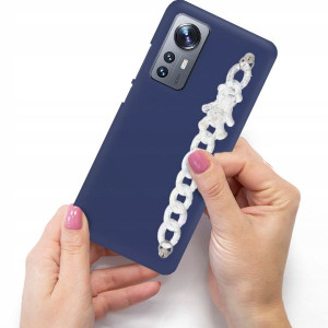 Etui Mat Granat Blink do XIAOMI 12 Łańcuszek Miś